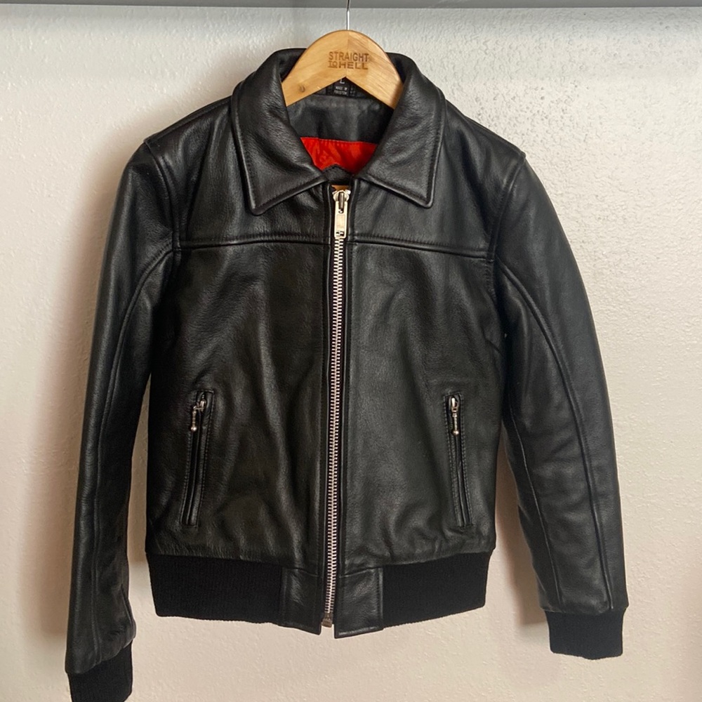 Straight to Hell “Belmont” leather bomber jacket
